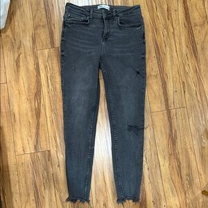 Zara Black Distressed Skinny Jeans